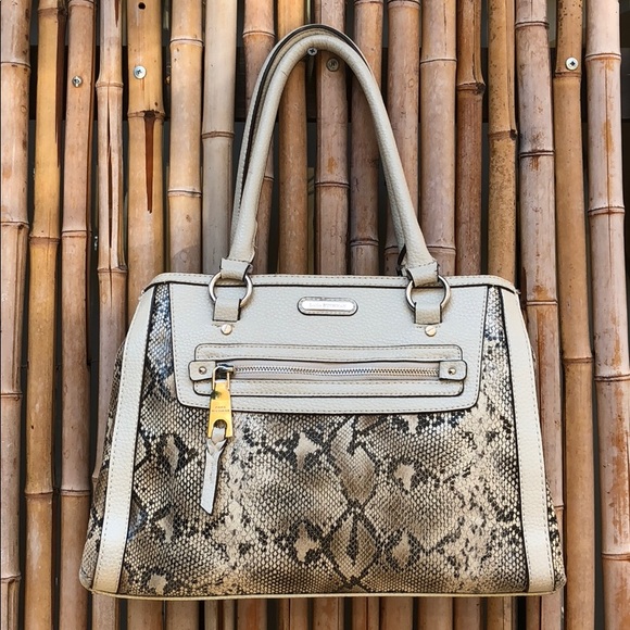 Dana Buchman Handbags - DANA BUCHMAN Cream Trim Snakeskin Satchel EUC!